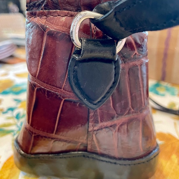 Brighton woman's Croc-Embossed Brown Leather Bag - Picture 3 of 7